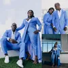 Erkekler Suits Blazers 2023 Özel Açık Mavi Çift Moda Kadın Düğün Takım Erkekler Lady Leisure Party Fit Klasik Sivri Yoksal Adam Bla