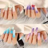 Unghie finte 24 pezzi punte per unghie francesi manicure staccabile farfalla perla lunga ballerina finta