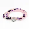 Strand design 8mm naturlig rosa kristallviolett randig onyx 108 mala pärlor armband eller halsband lotus hänge kvinnliga yogamycken