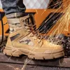 Botas Sapatos de Segurança Homens Alto Top Sapatilhas de Trabalho Aço Toe Cap Antismash PunctureProof Indestrutível 231108