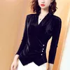 Blouses femininas mulheres outono estilo primavera camisetas de renda lady lady casual slim manga longa embrulhada em vulas de decote em V Blusas