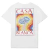 Casablanca Designer T-shirt 23ss Rainbow Mushroom Unisex Tees Hawaiian kortärmad T-shirt Casablanc