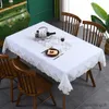 테이블 천 테이블 커버 흰색 린넨 면식 식탁보 직사각형 꽃 테이블 천으로 패턴 현대 R231109