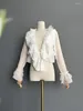 Damesblouses Zoete pure top met lange mouwen en gegolfde Lolita schouderophalen