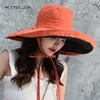 Breda randen hattar hink hattar Sommarkvinnor Double Side Fashion Wide Large Brim Sun Hat Outdoor Beach Fisherman Cap UV Proof Sun Protection Hat Bucket Hat 230408