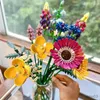 Blocos criativos romântico flores silvestres buquê de flores blocos de construção casa mesa planta decoração montar tijolos brinquedo presente para crianças menina r231109