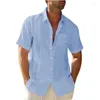 Chemises décontractées pour hommes 2023 été hommes T-shirt à manches courtes coton et lin Led chemise mâle respirant S-3XL