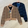 Jacquard Letter Cardigan Coat Designers Sweaters for Women Fashion V Neck Stickade Hoodies Tops