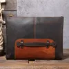 Aktentaschen Oberschicht Rindsleder Große Handtasche Herren 14 Zoll Laptop Aktentasche Reißverschluss Aktentasche Vintage Horizontal Damen Dokument