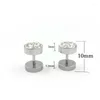 Stud Earrings 1Pair Men Barbell Punk Ear Studs Trendy Round Stainless Steel Crystal Rhinestone For