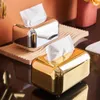 Tissue Boxes Napkins Luxury Golden Storage Napkin Holder Kitchen box Paper Case Organizer Ornament Craft Desktop 231108