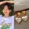 Oorknopjes Korea Mode-sieraden 14K goud Tweekleurig gegalvaniseerd geborsteld Liefdeshanger Elegante dagelijkse werkaccessoires voor dames