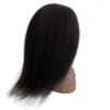 20インチモンゴル人バージン髪自然色のキンキーストレートメディカルスキンプーウィグブラックウーマン