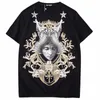 Chun yu yin jia marque de luxe Designer vêtements de haute qualité 3D Angel Print Pattern t-shirt graphique à manches courtes noir blanc femmes tee Plussize XL
