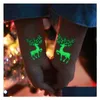 Other Decorative Stickers Christmas Glow Temporary Tattoo Sticker Elk Snowman Waterproof Luminous Glowing In The Dark Party Decoration Dhyw0