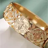Bangle Gold Color Wedding Dress Smycken Angell Coin Bangel Hollow Pattern Carving Bride Armband Algerian Traditional Traditionell