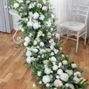 Decorative Flowers 200cm Flower Row Arch White Rose Hydrangea Artificial Green Plants Runner Wedding Backdrop Floral Wall Party Props