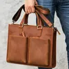 Valigette Luufan Valigetta da lavoro da uomo Fit 15.6 "PC Borsa in vera pelle Borsa a tracolla da ufficio per laptop A4 reale