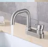 Bathroom Sink Faucets 304 Stainless Steel Double Hole Washbasin Basin And Cold Faucet Mixing Valve Household Use