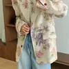 Ternos femininos outono vintage smail estilo perfumado curto padrão de flor blazer casaco casual doce impressão gola solta