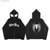 Heren Hoodies Sweatshirts 2023 Donker Sweatshirt Heren en Dames Hoodies Gothic Paar Harajuku Grote Spider Print Rits Trui T231110