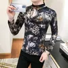 T-shirt da uomo Camicia con stampa animalier Homme Club Outfit Uomo Luxury Velvet Slim Fit manica lunga dolcevita 2023 Autunno