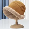 BeanieSkull Caps Soft Plush Bucket Hat Coreano Invierno Pescador Espesado Moda Al aire libre Gorros Cálidos Señoras A prueba de viento Sombreros de Panamá 231109