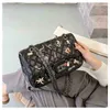 2024 New Designer womens crossbody shoulder pop small badge diamond lattice embroidered thread chain trend Messenger bag