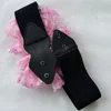 Ceintures Y2K-style ceinture de taille extensible avec tulle pour la danse de rue américaine boîte de nuit paillettes surdimensionnées fleur fête danse