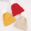 Beanie/Skull Caps Winter Warm Big Pompom Baby Sticked Hat Söt hårboll Nyfödda Spädbarn Girls Hat Bonnet Solid Color Kids Cap Beanie 0-12m YQ231108