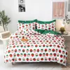 Set di biancheria da letto Pink Strawberry Set Cute Princess Copripiumino Federa Letto Con Lenzuolo Verde Cotone Housse De Couette