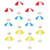 Tuindecoraties 12 stuks Mini Parasol Ornament Parasol Strand Underbrella Zand Baby Huis Hars DIY Decors Miniatuur Decoratie