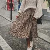 Gonne Jocoo Jolee Donna Gonne a pieghe con stampa leopardata Y2K Vintage Coulisse Vita elastica Midi Casual Coreano A Line Dress Clothes