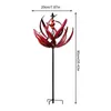 Garden Decorations Wind Spinners 360 Degree Rotatable Metal UV Resistant Lotus Stakes Red Paths For Lawns Ornament Patio Display