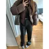 Parkas Women's Winter Warm Thick Parkas Brown Long Sleeve Standing Neck Zipper Cotton Jacket Women's Apron Short Sleeve Coat 231109