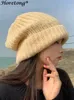 Beanieskull Caps Horetong 겨울 니트 모자 여성 한국 패션 솔리드 야외 따뜻한 비니 올무 캐주얼 탄성 편안한 캡 231109