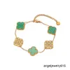 Van Clover Bracelet مصمم فاخر مجوهرات أربعة أساور أوراق 18K لوحة الذهب العقيق العقيق