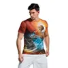 قمصان الرجال 2023 Direct Deal S 3D Black Hole Digital Printing Starry Sky Male Motion Motion Shirt Sleeve T-shirt