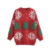 Kvinnors tröjor Jultröja Kvinnor Multicolor Jacquard Knit långärmad Pullover Holiday Autumn Winter Söt outfit 231108