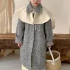 Jaquetas crianças trench coat 2023 inverno bebê meninas estilo coreano lapela longa casual engrossado todos os jogos moda quente crianças
