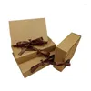 Cadeau cadeau 5/10pcs boîte pour emballer des boîtes de papier kraft vintage avec décoration de ruban taille personnalisée logo imprimé emballage blanc recommandé