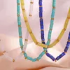 Collier boucles d'oreilles ensemble coloré étanche vacances plage Lapis Turquoise perles colliers beau Bracelet fait main pour les femmes