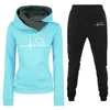 Zweiteilige Damen-Hosen, Damen-Trainingsanzug mit Buchstaben, 2 Outfits, lässig, langärmelig, Pullover, Sport-Set, Sweatsuits, Herren-Kapuzenpullover, Jogginghose, Schweiß