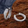 High Quality White Yellow Gold Plated 925 Sterling Silver Full CZ Twisted Earrings Hoops for Men Women Punk Hip Hop Jewelry Gift