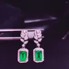Boucles d'oreilles pendantes H101 émeraude, bijoux fins, or 18 carats, vert, 1,95 ct, pierres précieuses, diamants, goutte féminine pour femmes