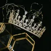Hårklipp lyxiga butik koppar inlagd zirkon bröllop brud makeup pageant krona