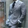 Herrdräkter formella män 3 stycken bred toppad lapel kostym homme bröllop brudgummen tuxedos terno masculino prom skräddarsydd skräddarsydd blazer