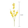 Decorative Flowers Artificial Yellow Dancing Orchids Fake Green Plants Wedding Decorations Soft Simulation Plant Home Living Room