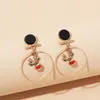 Stud Earrings Trendy Alloy Big Circle Middle Hang Asymmetry Christmas Cute Accessories Green For Women Girls Fashion Jewelry
