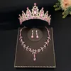 Collana orecchini set corona di cristallo gioielli da festa matrimonio copricapo da principessa in stile coreano